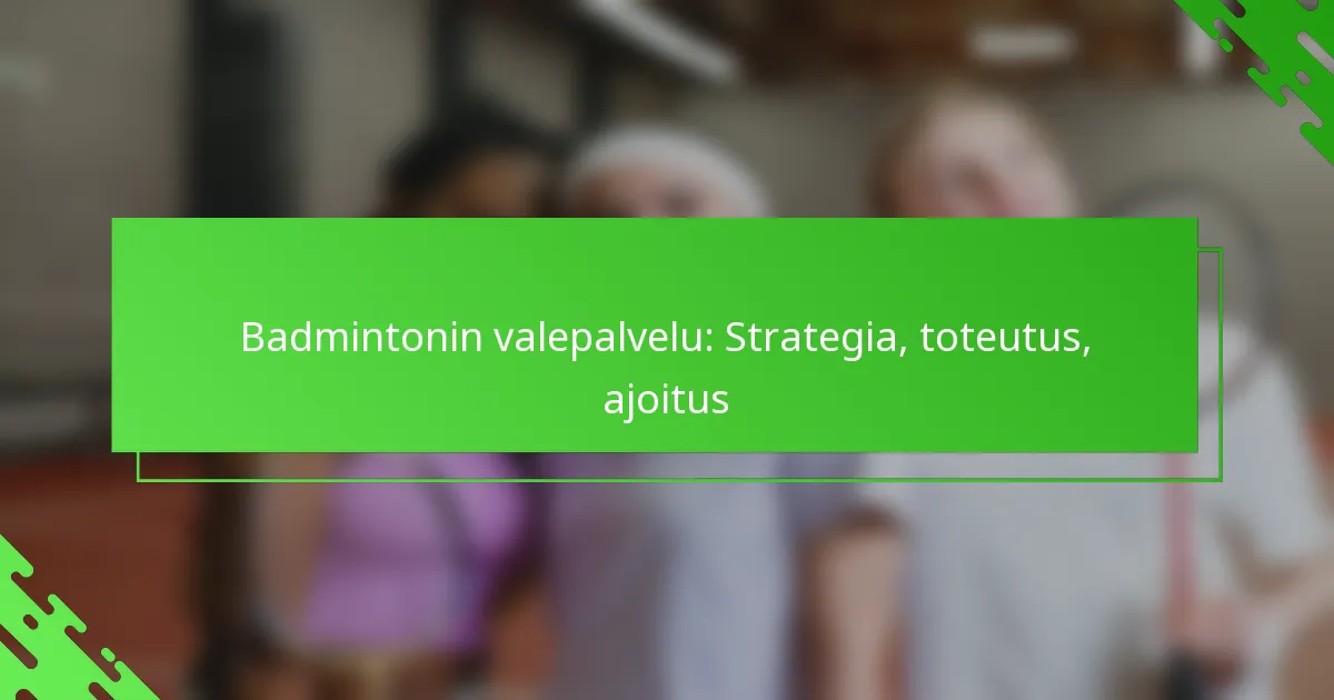 Badmintonin valepalvelu: Strategia, toteutus, ajoitus