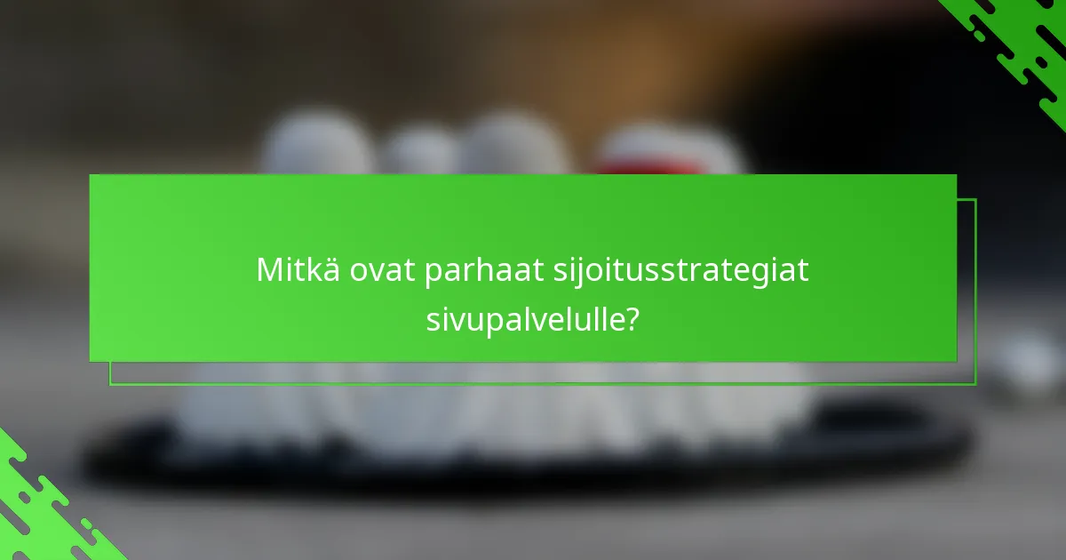 Mitkä ovat parhaat sijoitusstrategiat sivupalvelulle?